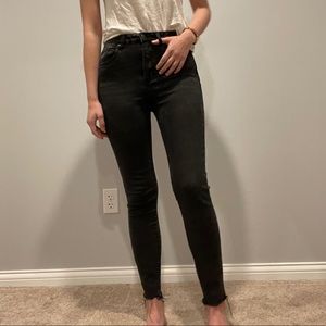 Raw hem Francesca’s black skinny jeans